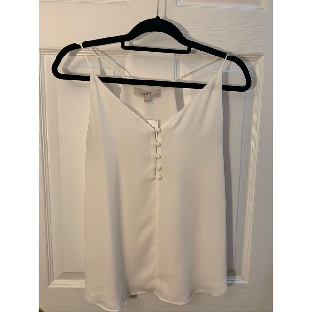 LOFT PETITES CAMI CREAM SPAGHETTI STRAPS T STRAP BACK CREAM LINED SZ SP